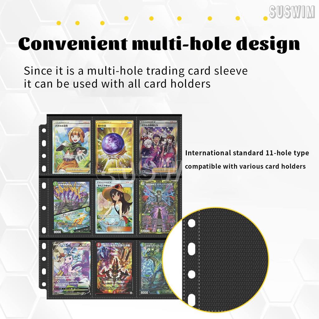 Файл для коллекционных карточек Файл для карточек Совместим с 2, 3 и 4, 9 карманными картами Собирайте покемонов и другие карты 30 отверстий, отверстия, отверстия, лист, (Черный,