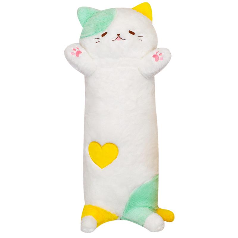 Cute Cat Animal Long Throw Pillow Children'S Bed Sleep Pillow Three-Color Kitten Plush Doll Birthday Gift