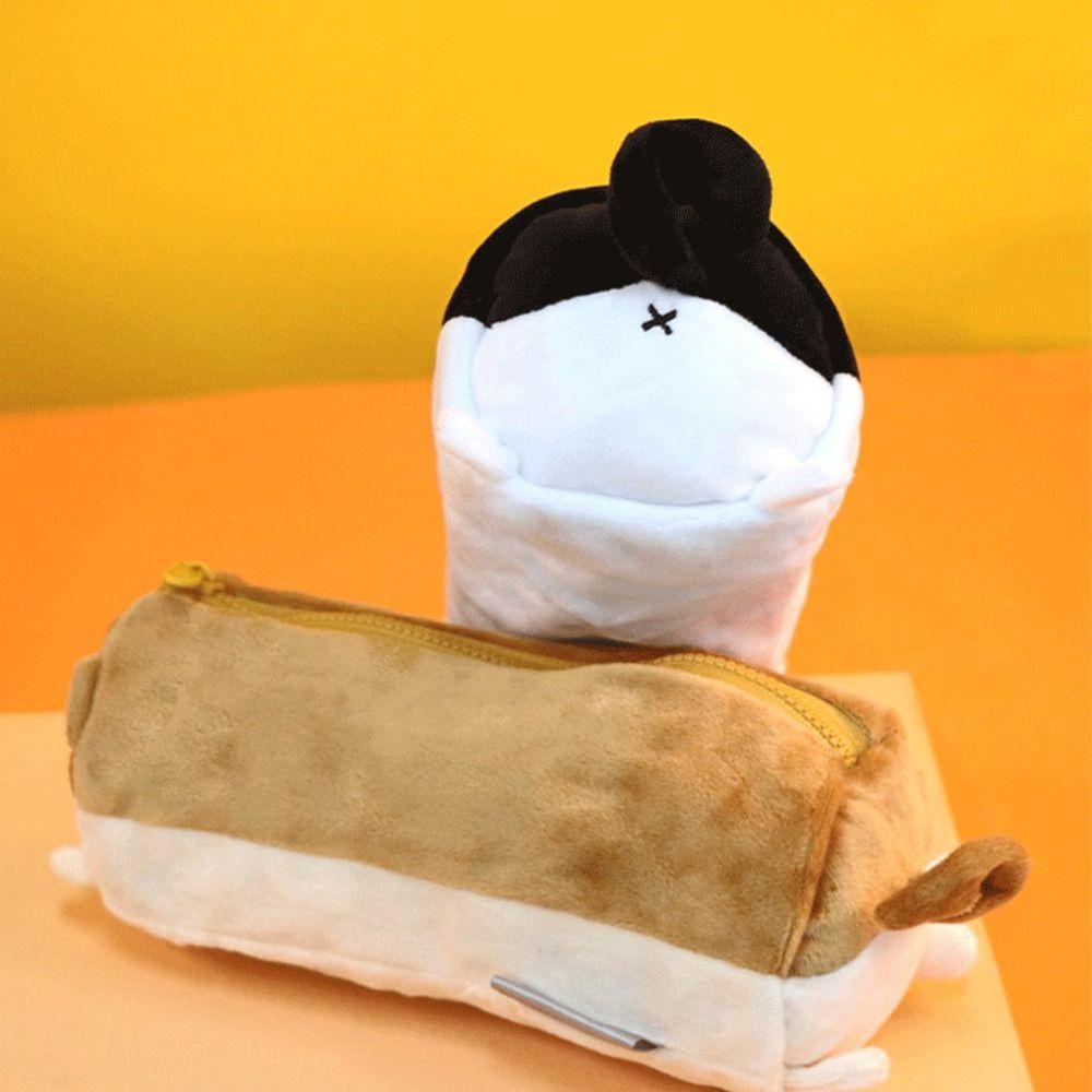Fluffy Large Capacity Pen Case Kawaii Stationery Box Poatable Corgi Modeling Pencil Pouch  Supplies