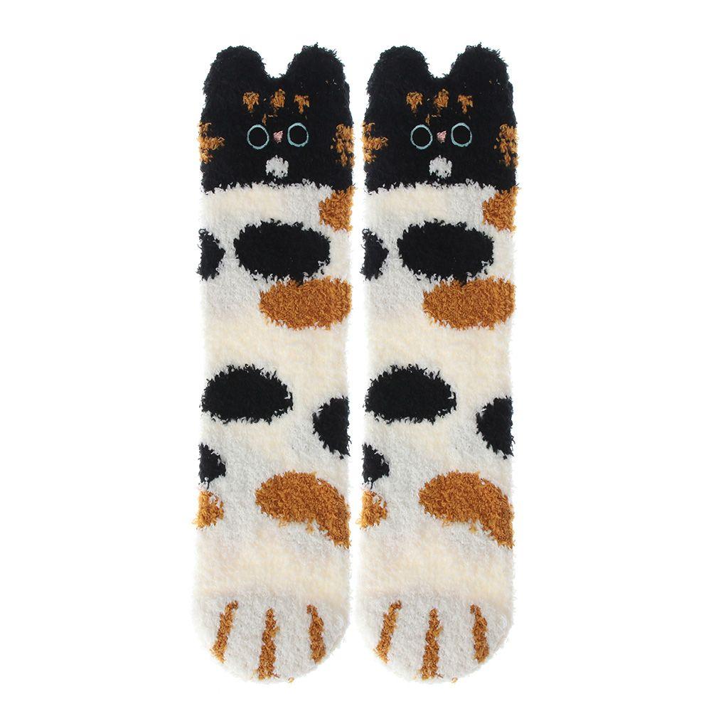 gift Fluffy Thickening Plush Sleep Bed Sock Floor Socks Cashmere Sox Coral velvet socks Paw pattern