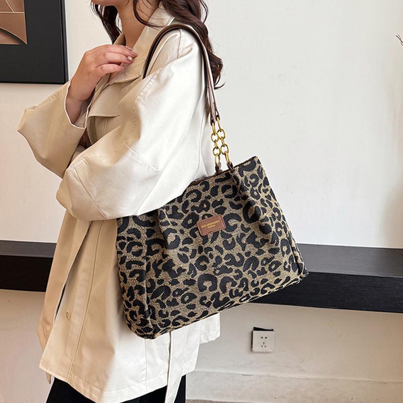 Новая Мода Универсальная Сумка Через Плечо с Леопардовым Принтом Женская Сумка Высокая Текстура Большая Вместимость Сумка-Тоут для Шоппинга