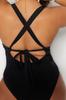 Women's New Season Plus Size Swimsuit Black Mesh Detailed Swimsuit with Lifting Effect