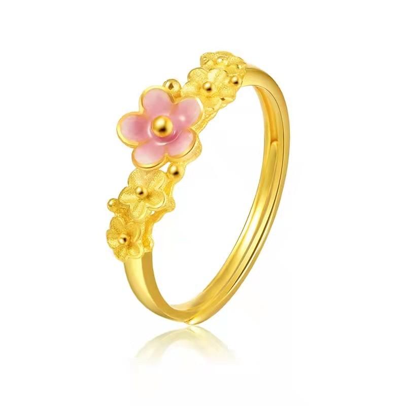 Простое элегантное кольцо с цветком персика, покрытое медью и золотом, для женщин, модное, регулируемое