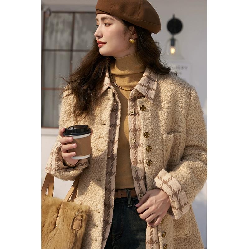 Mishow Женское пальто 2024, новое теплое свободное стильное шерстяное однобортное пальто во французском стиле с длинными рукавами, топы MXC52W0176