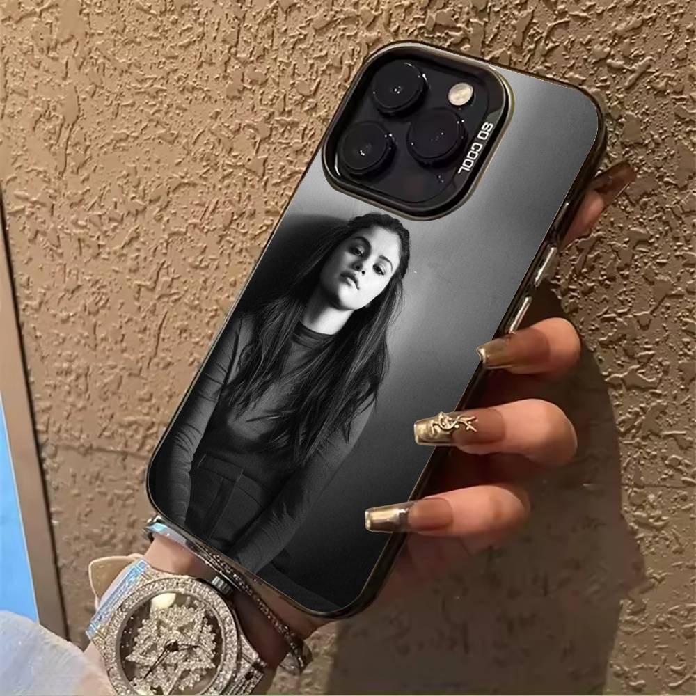 S-G-Selena- Gomez For iPhone 17 16 15 14 13 12 11 Pro Max XS 17 Air Silicone Colored Silver Bumper Cover