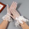 Thin Retro Mesh Women Sun Protection Bridal Hand Sleeve Wedding gloves Flower Lace Mittens