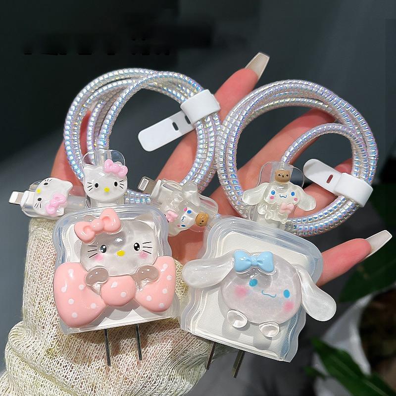 Мультяшная милая накладка на зарядное устройство для телефона Sanrio Для iPhone Для iPad Хелло Китти Почакко Чехол для адаптера питания с быстрой зарядкой