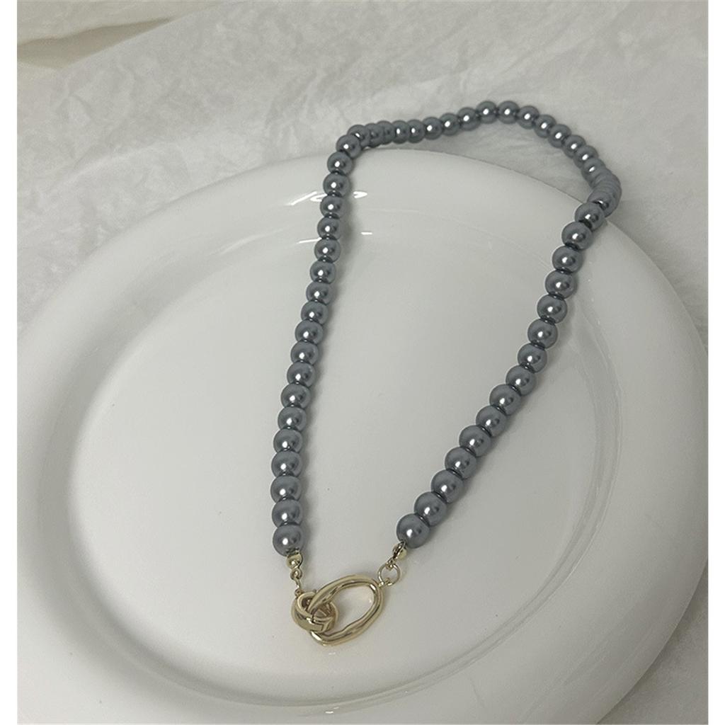 Tooxika Французское ретро легкая роскошь нишевое серое жемчужное ожерелье простое личностное джемперная цепочка женская