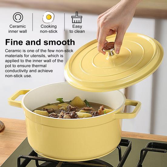 Heavy-duty Stockpot Non-Stick Saucepan with Lid Cast Aluminum Pot Versatile Cookware for Cooking Baking Frying