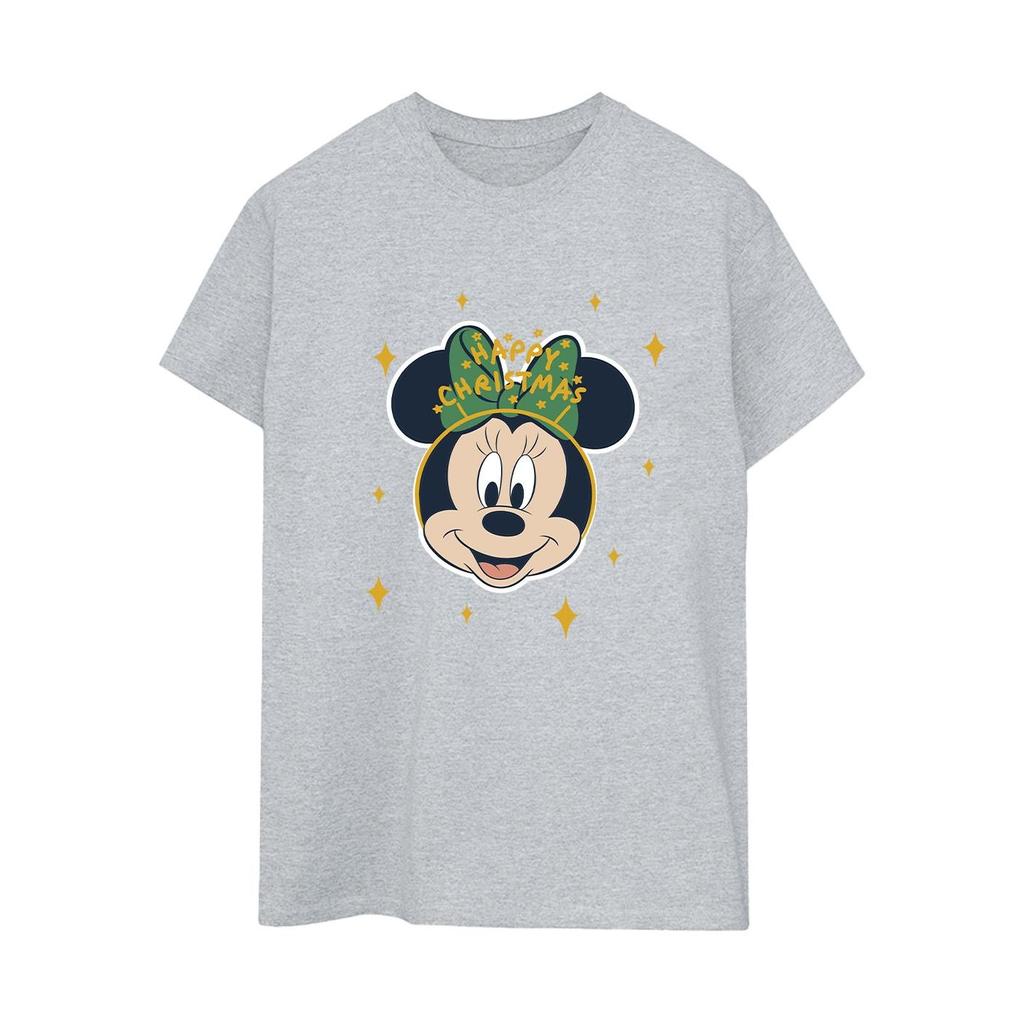 Disney Womens/Ladies Minnie Mouse Happy Christmas Cotton Boyfriend T-Shirt
