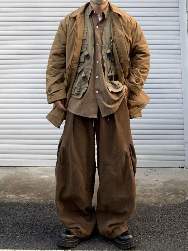 Мужские весенне-осенние свободные широкие прямые брюки в японском стиле