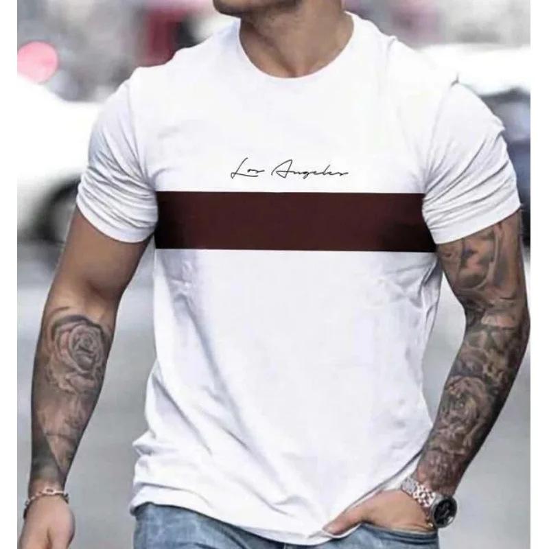 Летняя мужская футболка с 3D-принтом, спортивная, минималистичный дизайн с коротким рукавом