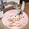 1PC Teddy bear Flowers Round Chair mat Area Rug - Non-Slip, Floor Mat for Office, Bedroom, home decor Christmas Gift c0528068