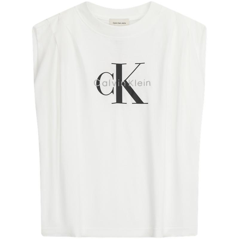 Calvin Klein Джинсы Модный Повседневный С вышивкой букв Круглый вырез Облегающий Без рукавов Топ Футболка Женские топы 47G214G
