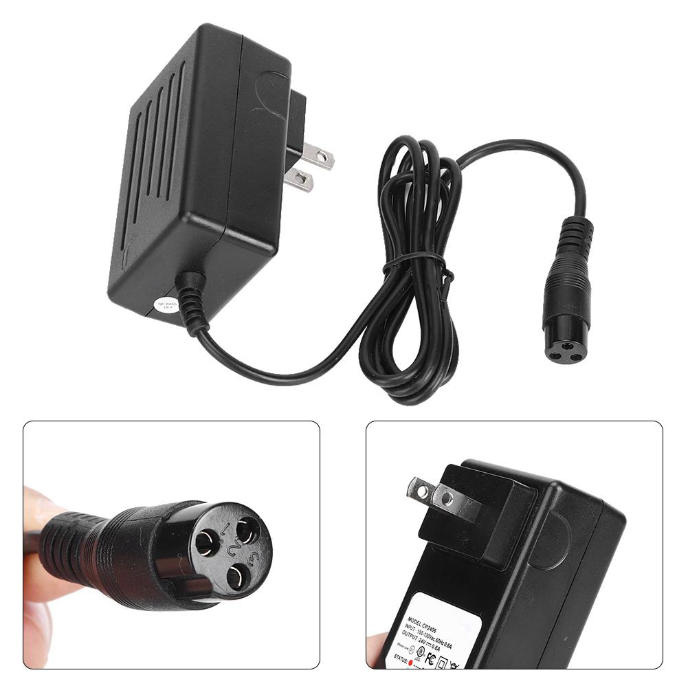 24V 0.6A 3 Prong Charger Fit for Razor E100 E125 E500S PR200 Scooter Bike