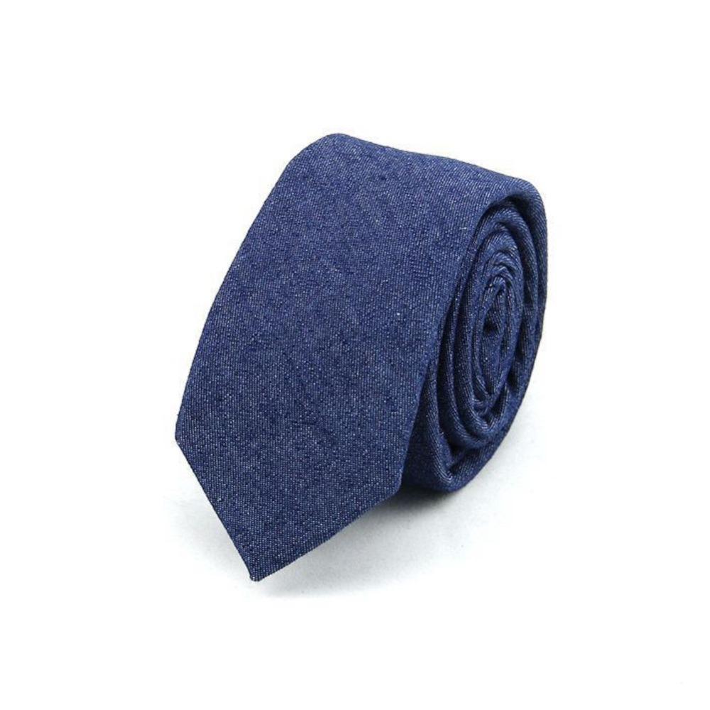 Adjustable Jean Fabric Tie Narrow Retro Cravat Simple Denim Men Necktie Suit Accessories