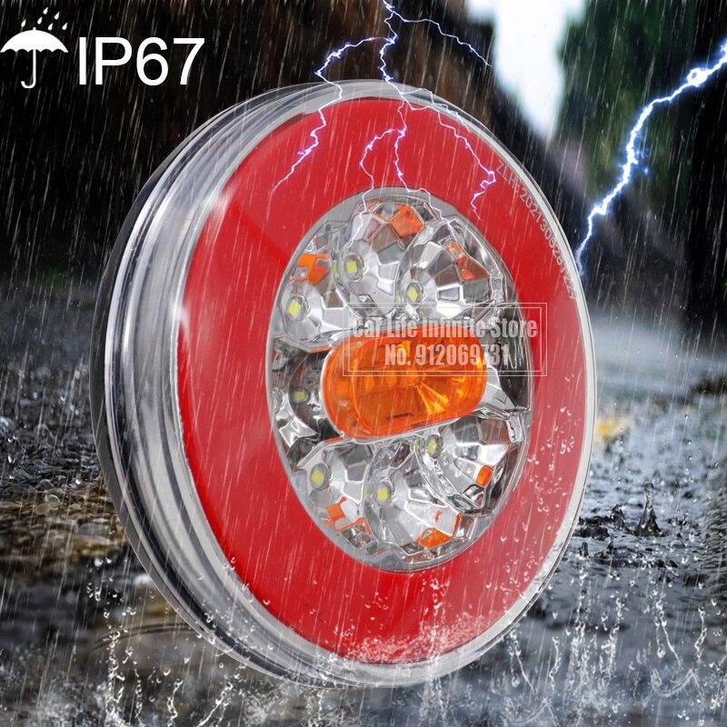1/2/4 шт. светодиодный задний фонарь для грузовика 12-24 В, динамический задний сигнал багажника, лампа заднего хода, задний стоп-сигнал для автомобиля, прицепа, грузовика, автофургона, автобуса