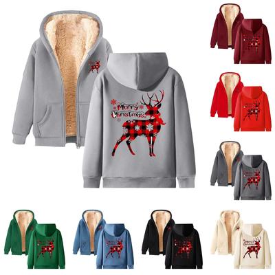 Женская плюшевая и толстая теплая свободная куртка-кардиган с капюшоном и принтом