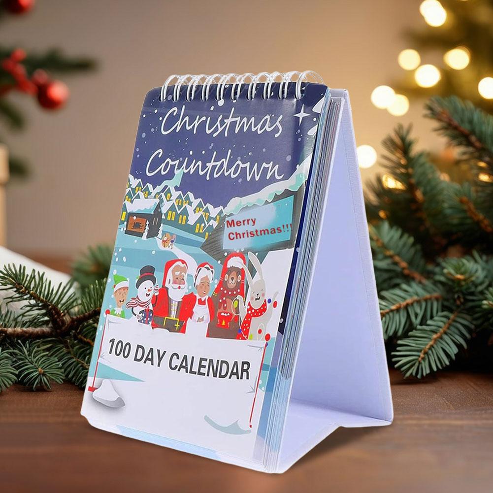 2025 100 Day Christmas Countdown Calendar Desktop Advent Calendar for Xmas Home Office Desk Tear Off New Year Countdown Calendar