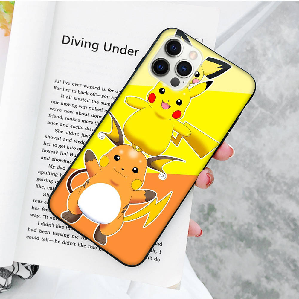 JP36 Pikachu Pokemon Black Soft Case for Xiaomi Poco X6 X4 M5 M6 F5 F6 C65 C55 C50 C51 C40 Pro Redmi 14C A3X 13C 12C 11T 10A 9C Note 7 6 8A Plus