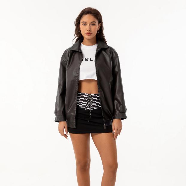 Европейская и американская свободная кожаная куртка женская куртка с длинными рукавами и лацканами весенне-осенняя куртка