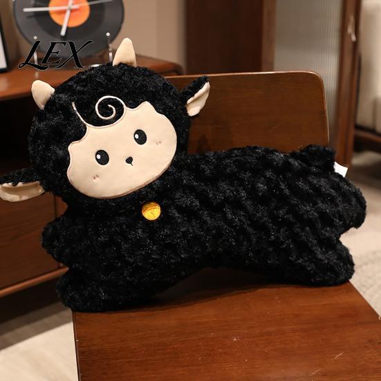 Festive Room Ornament Chinese Zodiac Running Sheep Plush Pillow, 24 Inch Lunar New Year Fluffy Decorative Pillow Decor for Sofa, Soft Throw