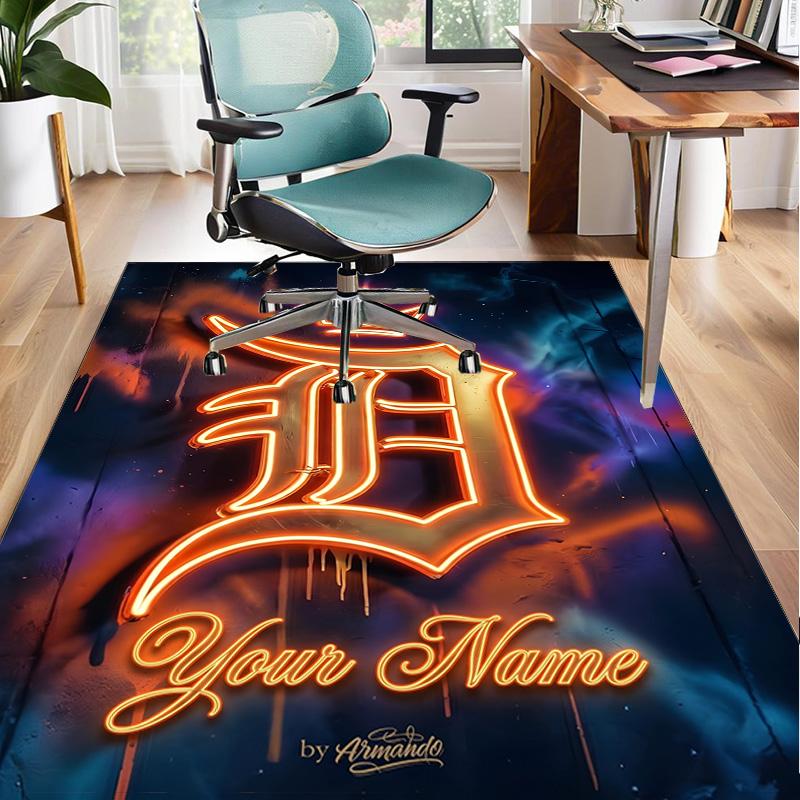 Custom Name Rug Detroit Tigers Emblem Area Rug Suitable for Indoor And Outdoor,Carpets for Homes, Offices,Living Rooms,Home Decor,Christmas Gift