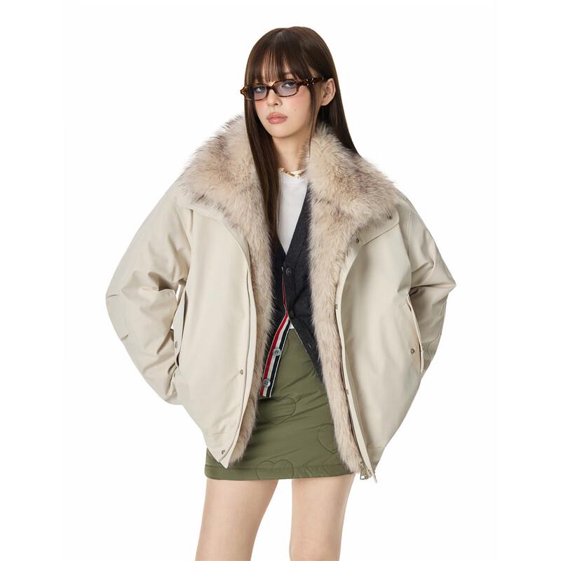 Мужская пуховая куртка GROUND ZERO в байкерском стиле со съемным меховым воротником