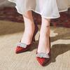 2026 Patent Leather High Heel Women Shoes Pointed Toe Slip on Rhinestones Formal Party Dress Pumps Prom Evening Wedding Heels