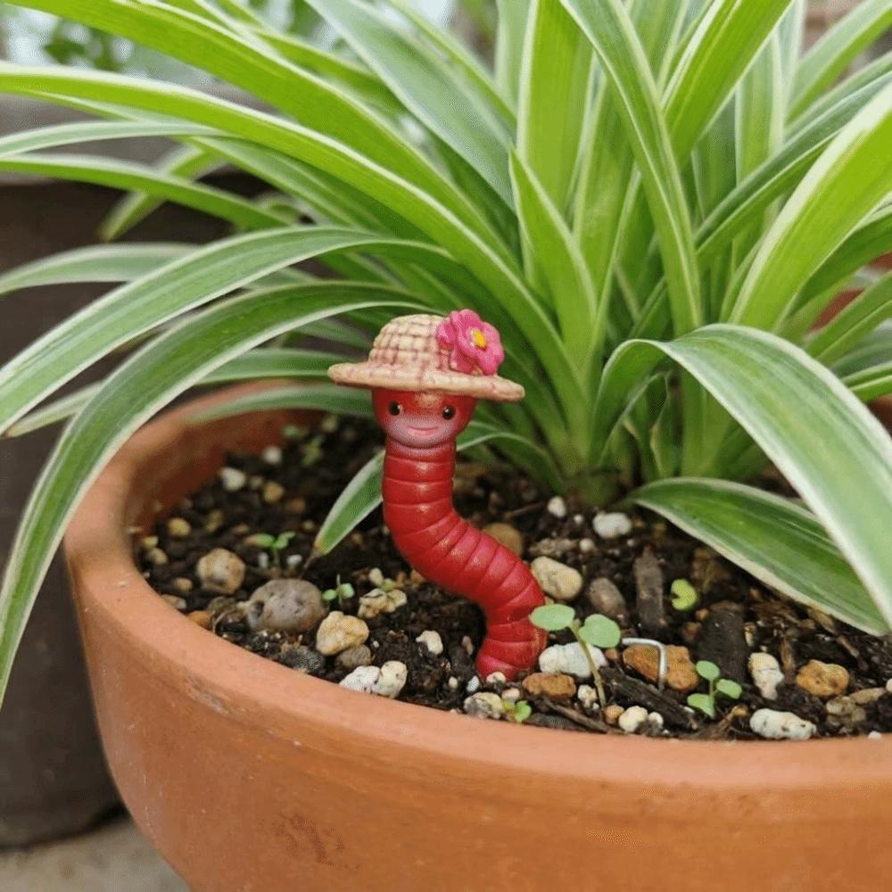 3PCS/SET Realistic Earthworm Flowerpot Decoration Resin Earthworm Ornaments Indoor Plants