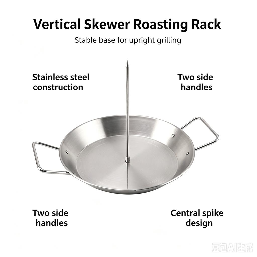 Lihe Stainless Steel Vertical Chicken Roaster Pan, BBQ Roasting Tray With Skewers & Basting Brush, Multiple Kit Options