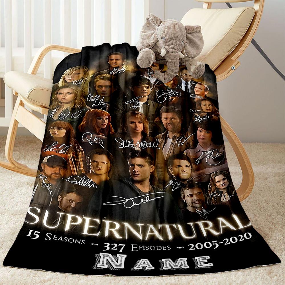 Supernatural Seasons Recap Personalized Text Blanket Gift Customizable Blanket Comfortable Versatile for Seaside Sofa Couch Office All-Season Use