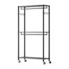 Rolling Clothes Rack, Heavy Duty Clothing Garment Rack, 3 Adjustable Tiers Clothing Racks with Carbon Steel, 204 kg Load Capacity Closet Wardrobe for