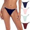 4Pcs Letter Tape Bow Tie Thongs, Comfy and Breathable Rhinestone Sports Panties, Women's Lingerie & Underwear