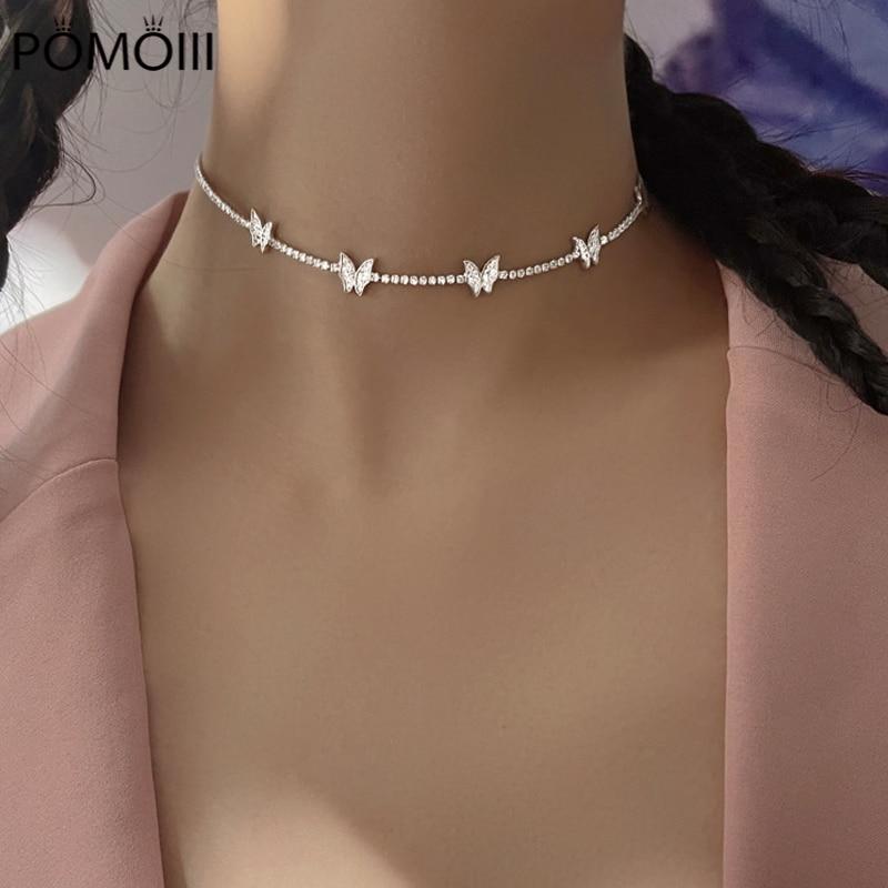 Изысканное ожерелье из стерлингового серебра 925 пробы с бриллиантами и бабочкой, светящееся ожерелье, женские персонализированные ювелирные изделия, свадебные аксессуары