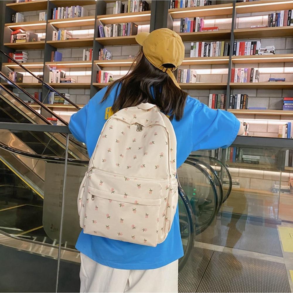 Large Capacity Fashion Backpack Flower Shoulder Bag Travel Rucksack Students School Bag  Outdoor