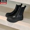 Мягкая коровья кожа~ Кожаные челси на толстой подошве, короткие ботинки для женской осени и зимы, новые, на одной педали, держатель для сигарет, ботинки Мартин, облегающие ботинки