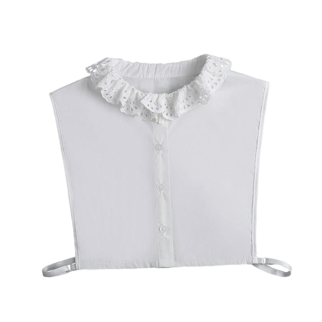 Fashion White Cotton Fake Collar Half Shirt Lace Detachable Neck Collars Female Blouse Tops False Collar Sweater Fuax Cols