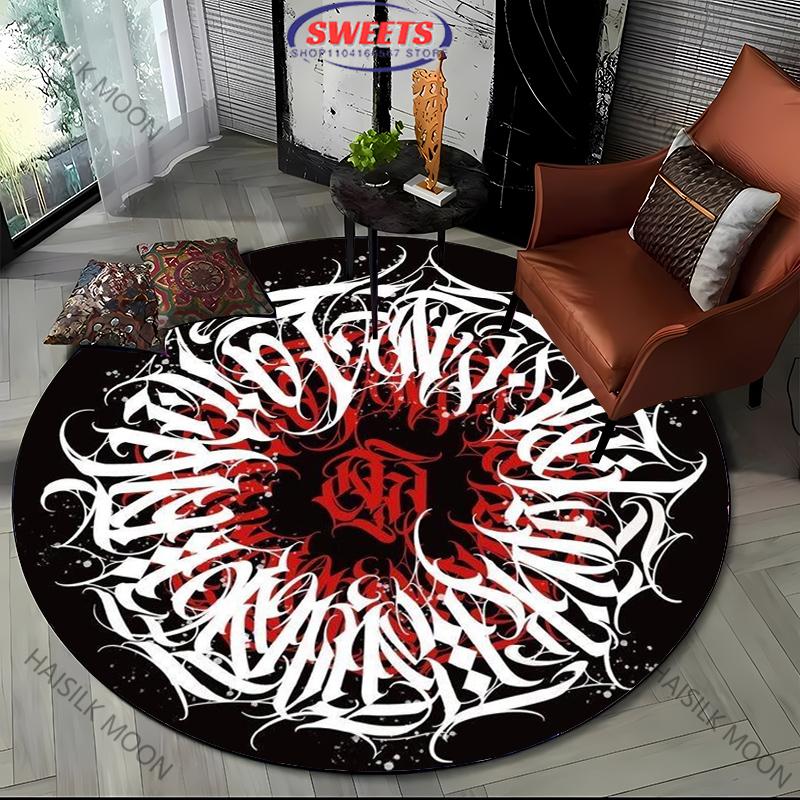 1 шт. Ковер круглый с принтом слов в загадочном художественном стиле для гостиной, спальни, под диван, всесезонный коврик, современный декоративный коврик, топ-10 подарков к празднику
