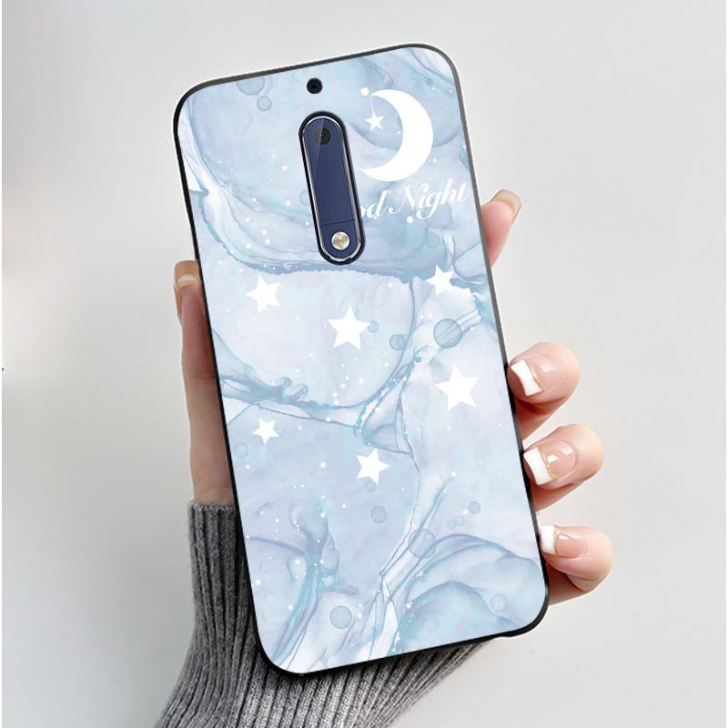Чехол Для Nokia 5 Эстетичный Модный Милый Кот Мультяшный Черный Мягкий ТПУ Чехол для Телефона Для Nokia 5 Чехол-Бампер TA-1053 TA-1024