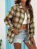 2026 Retro Plaid Yellow Women's Long Sleeve Slimming Top