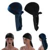 Unisex Velvet Bandana Headwear Silk Pirate Cap Wrap Hat Black +Navy