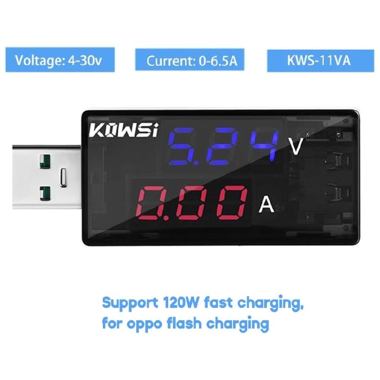 KWS-11VA Двойной USB-тестер Зарядное устройство Тестер Вольтметр Амперметр Обнаружение зарядки