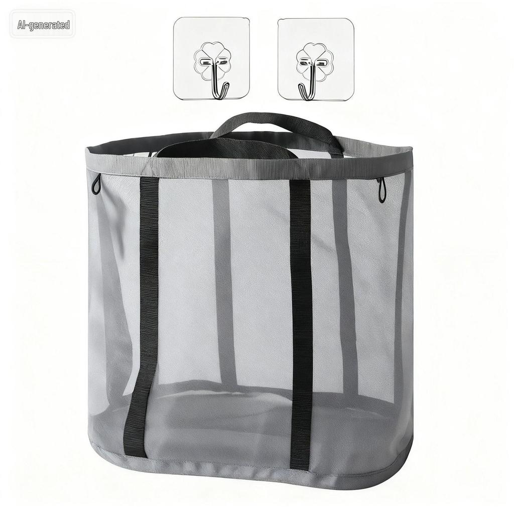 Foldable Wall-Mounted Laundry Hamper - Large Capacity Bathroom Storage Bag