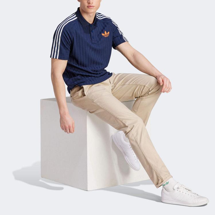 adidas Оригиналы SS23 Adicolor 70-х годов ретро-серия трехполосная рубашка поло с цветными блоками и логотипом мужские топы темно-синие IP6975