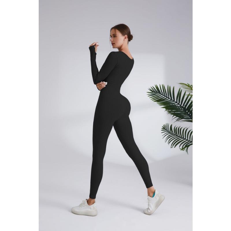 Зимний длинный цельный костюм для йоги для женщин, быстросохнущий, для бега, фитнеса, цельные штаны для йоги с длинным рукавом