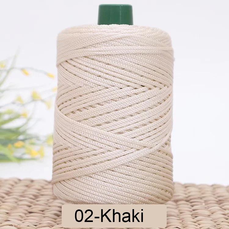 3 мм Цветной Крученый Плетеный Шнур, Полая Нить, Полиэстеровый Шнур Макраме, Черная Пряжа для Вязания Крючком, Пряжа для Вязальщицы