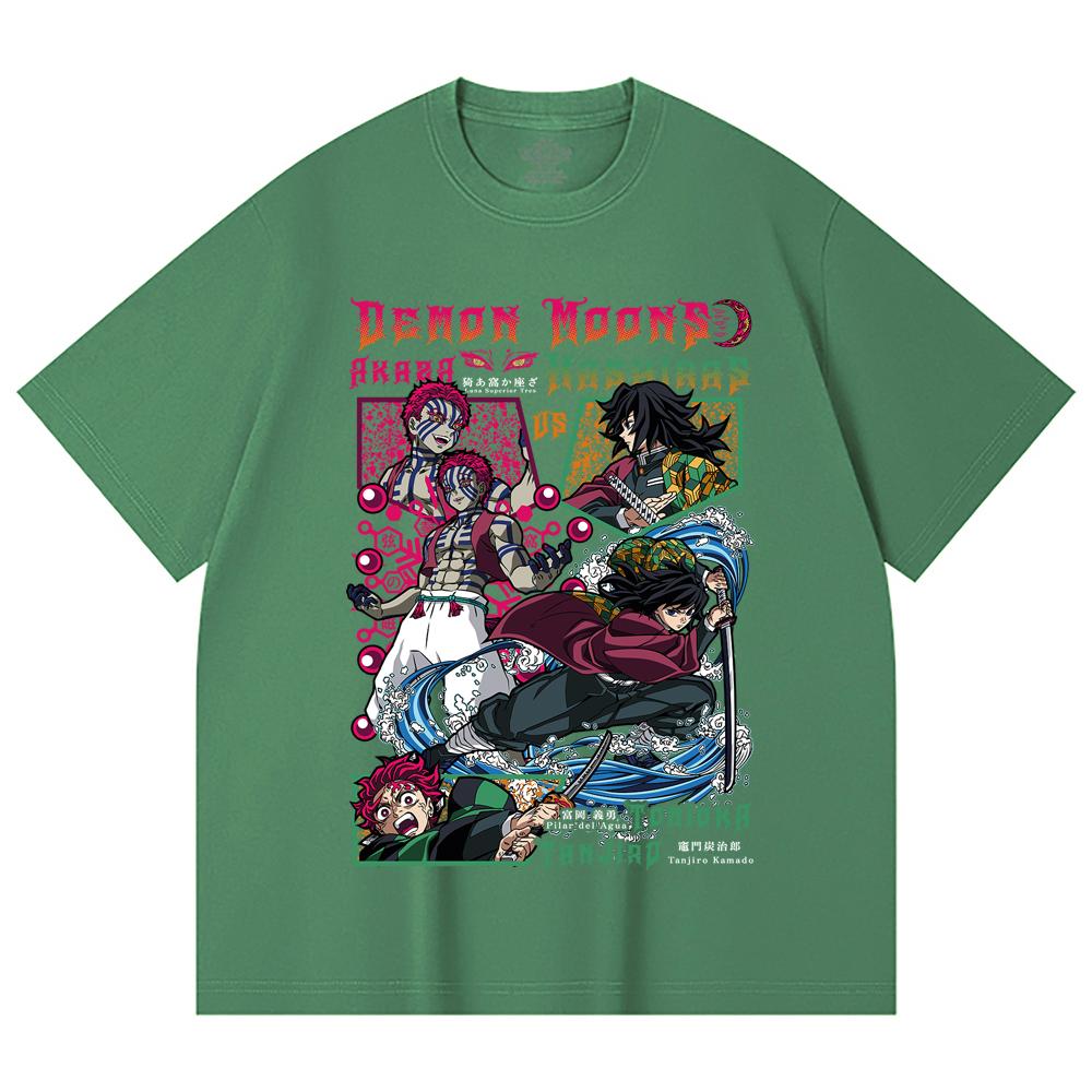 230 Gsm 100% Cotton Demon Slayer V91 Akaza x Tomioka Print Unisex Heavy Cotton T Shirt