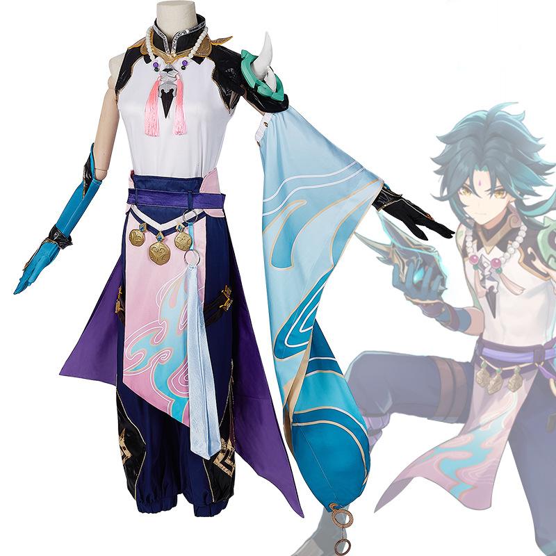 Игра Lmpact Xiao костюмы для косплея аниме рисунок костюм на Хэллоуин Vestido костюм парик маска ролевая игра одежда вечерние униформа