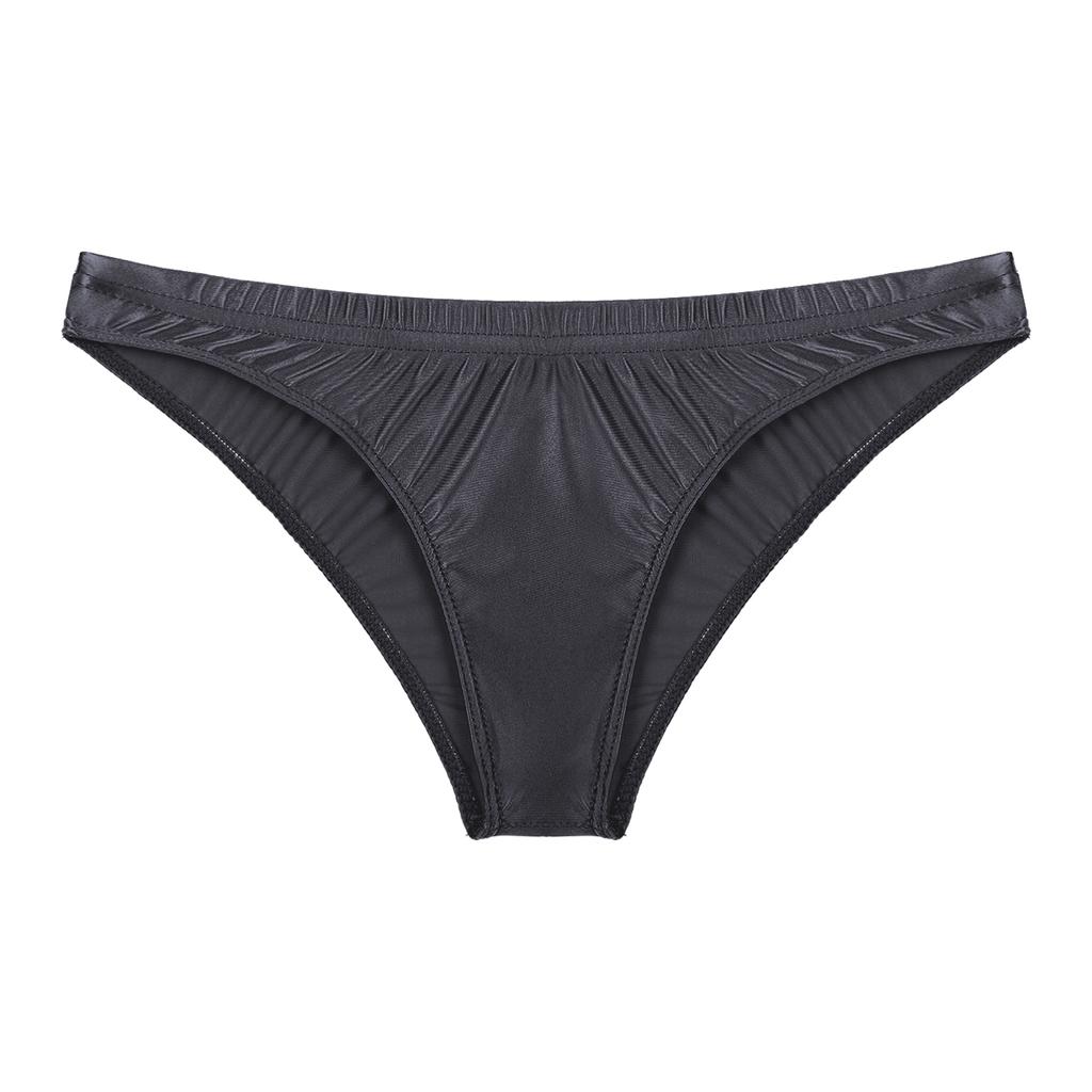 Женские глянцевые трусики с низкой посадкой, эластичный пояс, однотонное нижнее белье, дышащие плавки, плавки